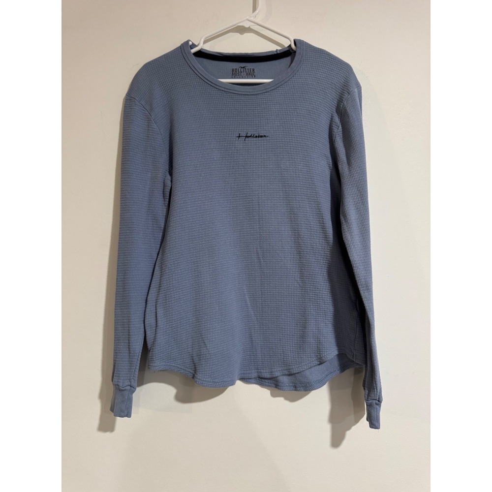 Hollister Must-Have Collection Thermal Shirt Mens XS Blue Waffle Knit Logo